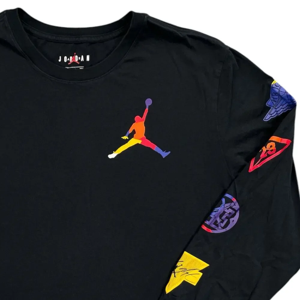 Air Jordan Men’s 2XL Speed To Market 23 Black Long Sleeve Rainbow Graphics